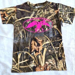 Duck Commander Kids Camouflage T-Shirt with Pink Logo